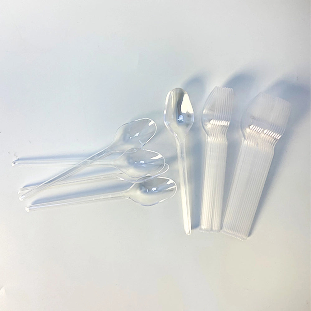 Pack de 100 Mini Cucharas de Plástico - Transparentes