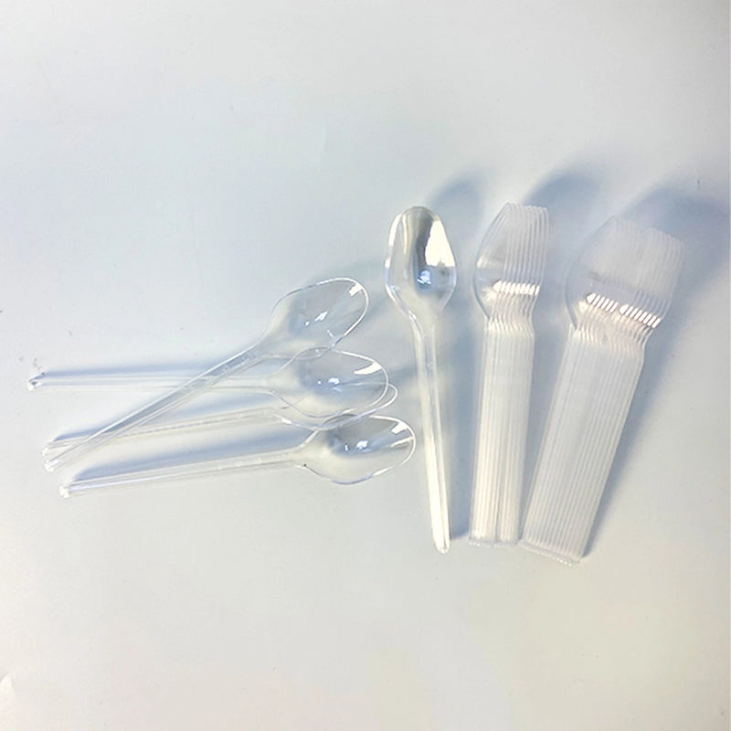 Pack de 100 Mini Cuillères en plastique - Transparents