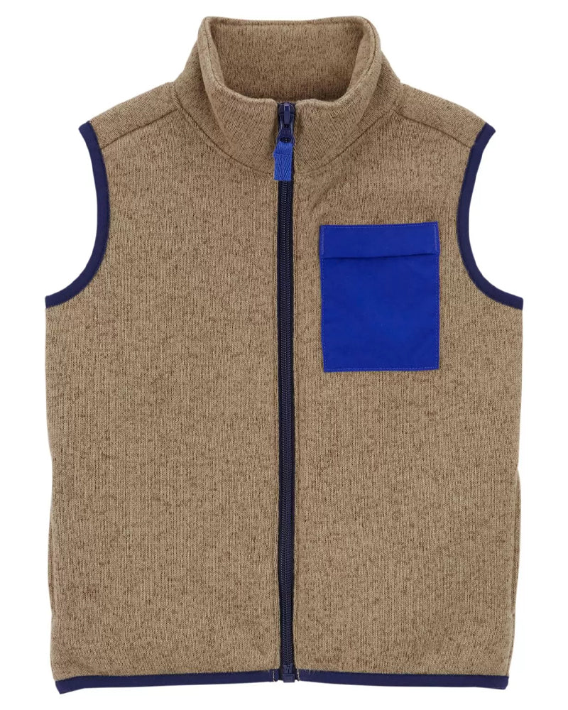 Gilet Sherpa Zippé Carter's - Bleu & Marron