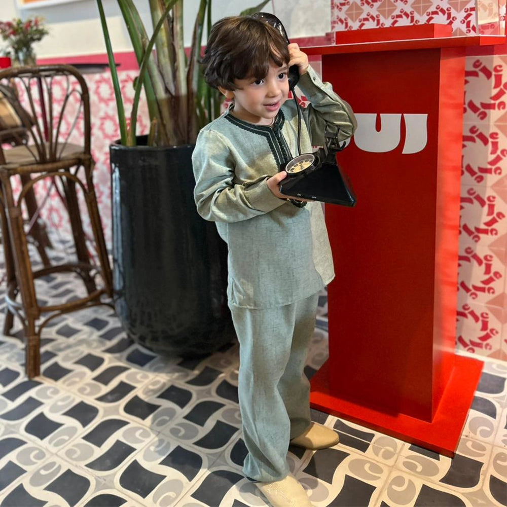 Mami Cami Jabador Garçon en Vert Pastel avec Sfifa Vert Emeraude