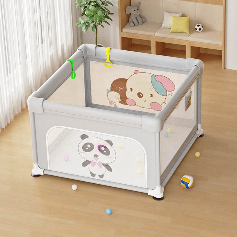 Parc de Jeux (120x120cm) avec Barrière de Sécurité - Gris