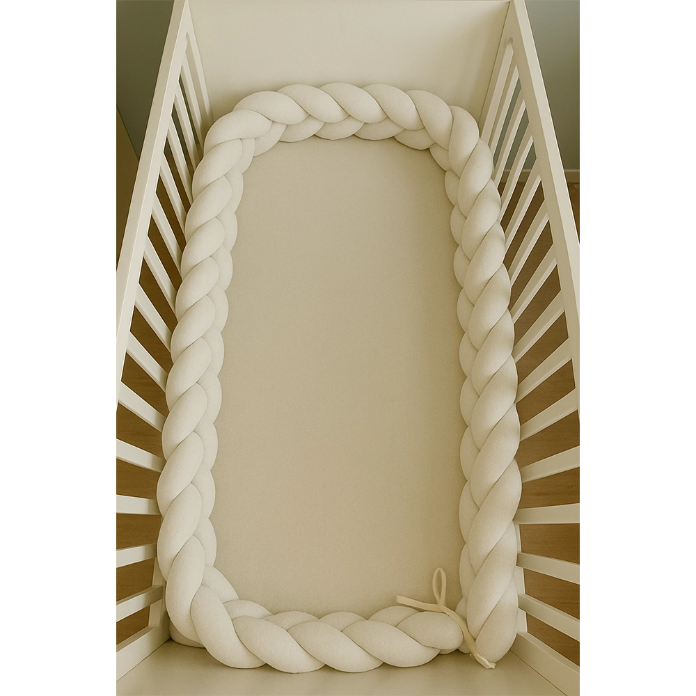 Babymat Braided Crib Bumper - White