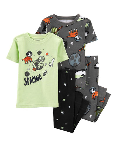 Pyjama Space 4 Pièces En Coton Ajusté Bébé Carter's - Vert & Gris