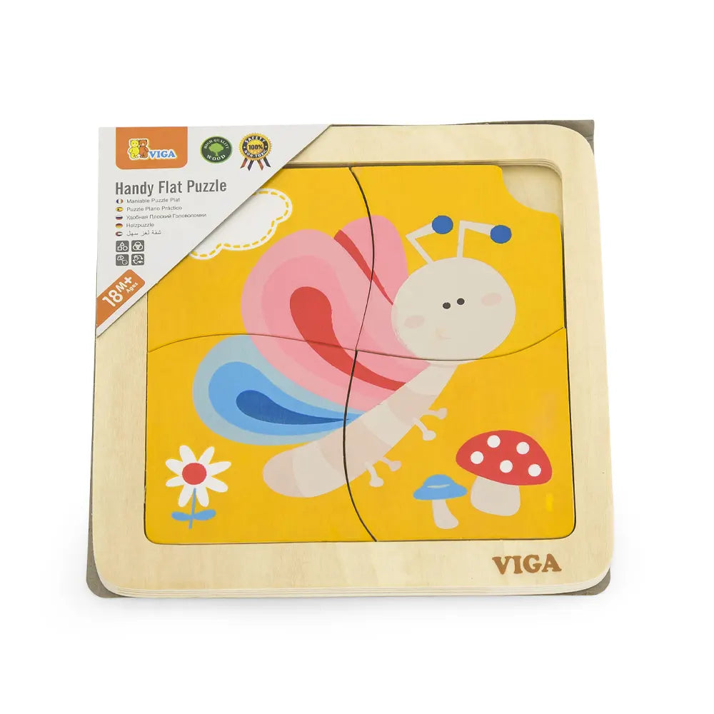 فيغا تويز بازل خشبي مسطح بمقبض على شكل فراشة – +12 شهر