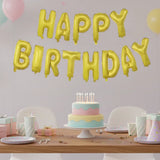 Kit de Globos de Aluminio Dorado Láser HAPPY BIRTHDAY – 40cm
