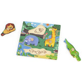 Viga Toys Puzzle à Boutons en Bois 12M+ - Animaux Sauvage