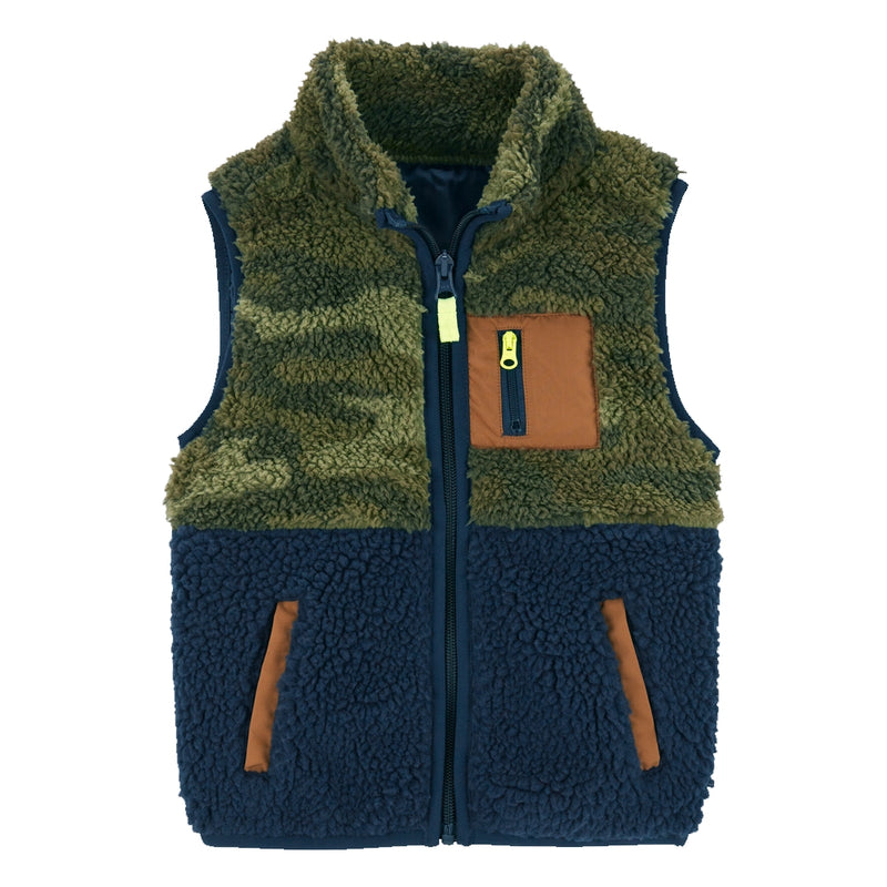 Carter's Zip-Up Sherpa Vest - Blue & Green