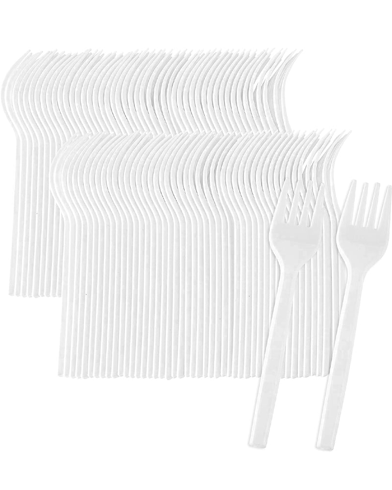 Lot De 100 Fourchettes En Plastique Transparent Réutilisables - 16 Cm - Idéales Fêtes, Mariages Et Desserts