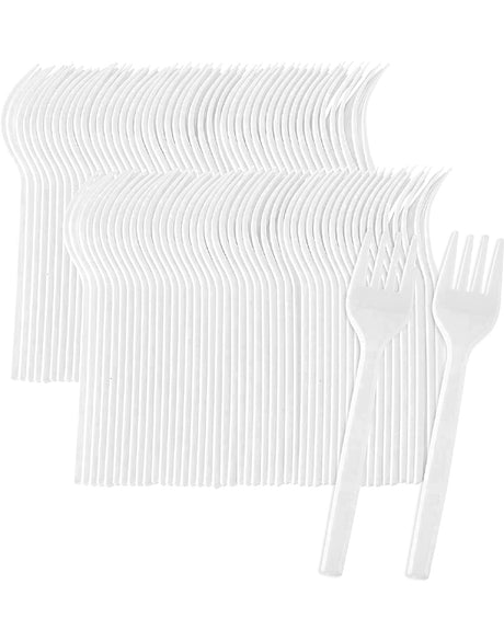 Ensemble de 100 Fourchettes en Plastique - Blanc