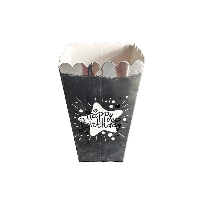 6 cajas de palomitas de maíz Happy Birthday - Plata