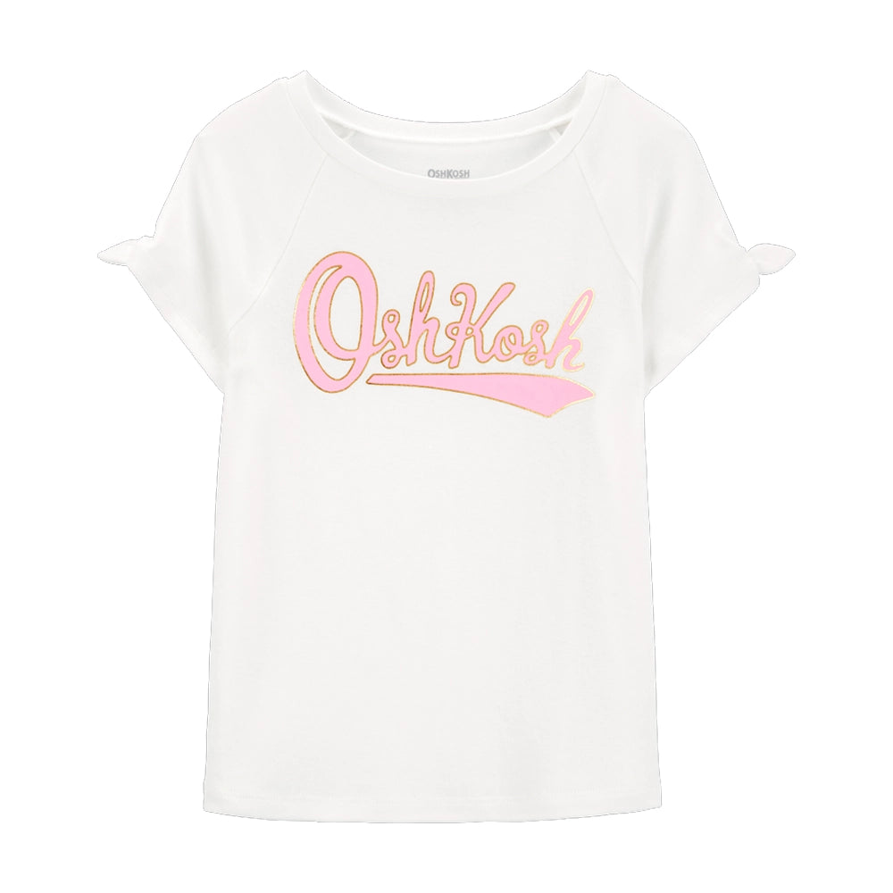 OshKosh Girl's Logo Tie-Sleeve T-shirt - Ivory