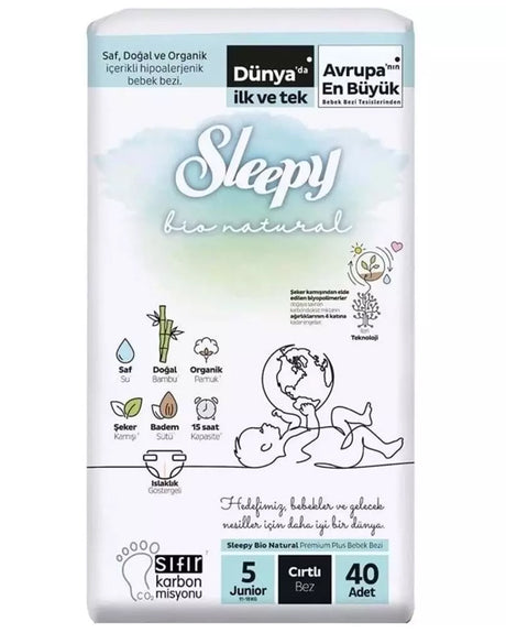 Sleepy Couches Bio Natural Taille 5 - 40 Unités