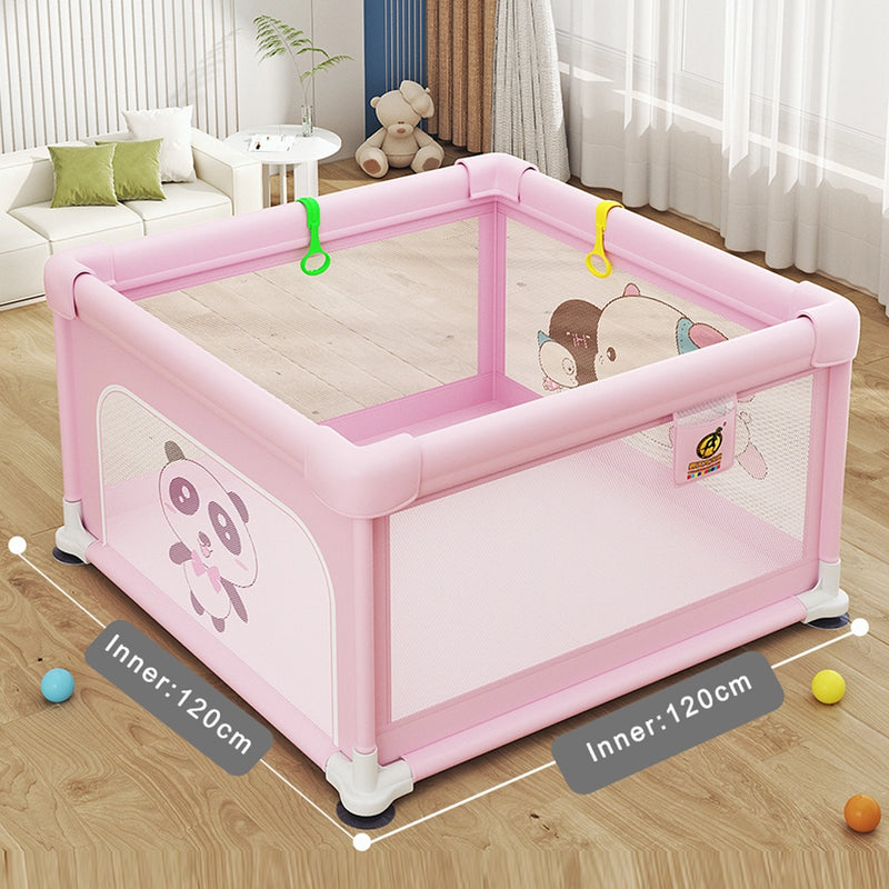 حديقة ألعاب (120×120 سم) مع حاجز أمان - وردي