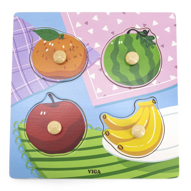 Viga Toys Puzzle en Bois à Boutons 12M+ - Fruits