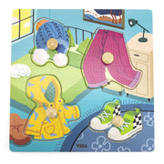 Viga Toys Puzzle à Boutons en Bois 12M+ - Vêtements
