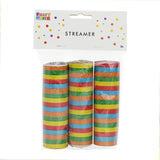 Set of 3 Bright Multicolored Streamer Rolls