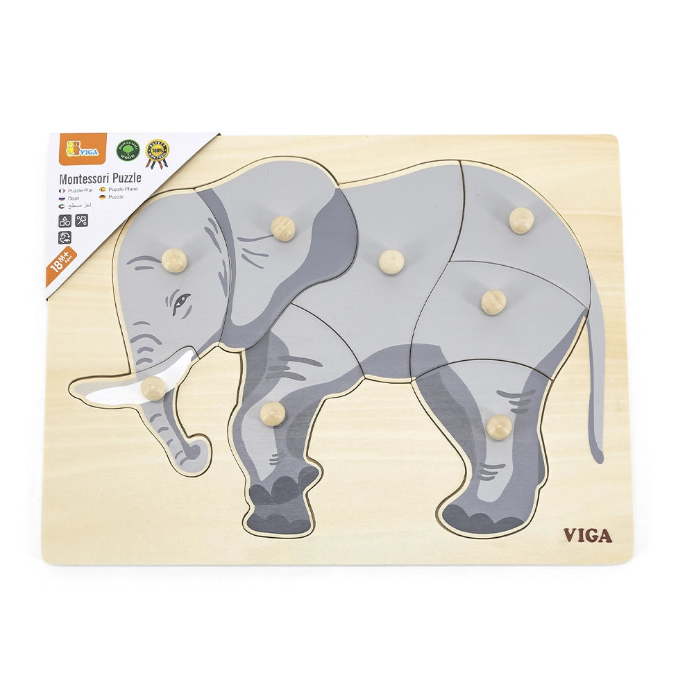 Viga Toys Puzzle Montessori 18M+ - Éléphant