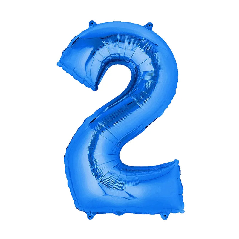 Ballon Chiffre 2 en Aluminium Bleu – 36cm