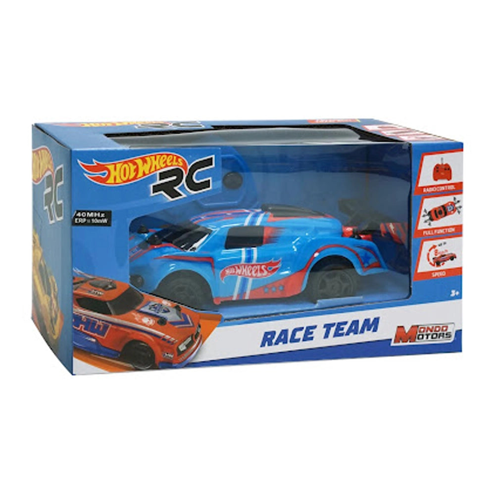 Mondo Motors Hot Wheels RC Race Team + Télécommande - Bleu Ciel & Rouge