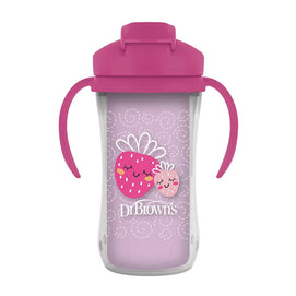 Dr. Brown's Gobelet Isotherme à Paille 300ml avec Poignées 12M+ - Rose