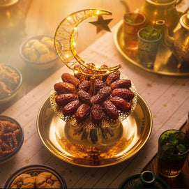 Plateau de Présentation à 2 Niveaux avec Lune Lumineuse – 29 x 25cm