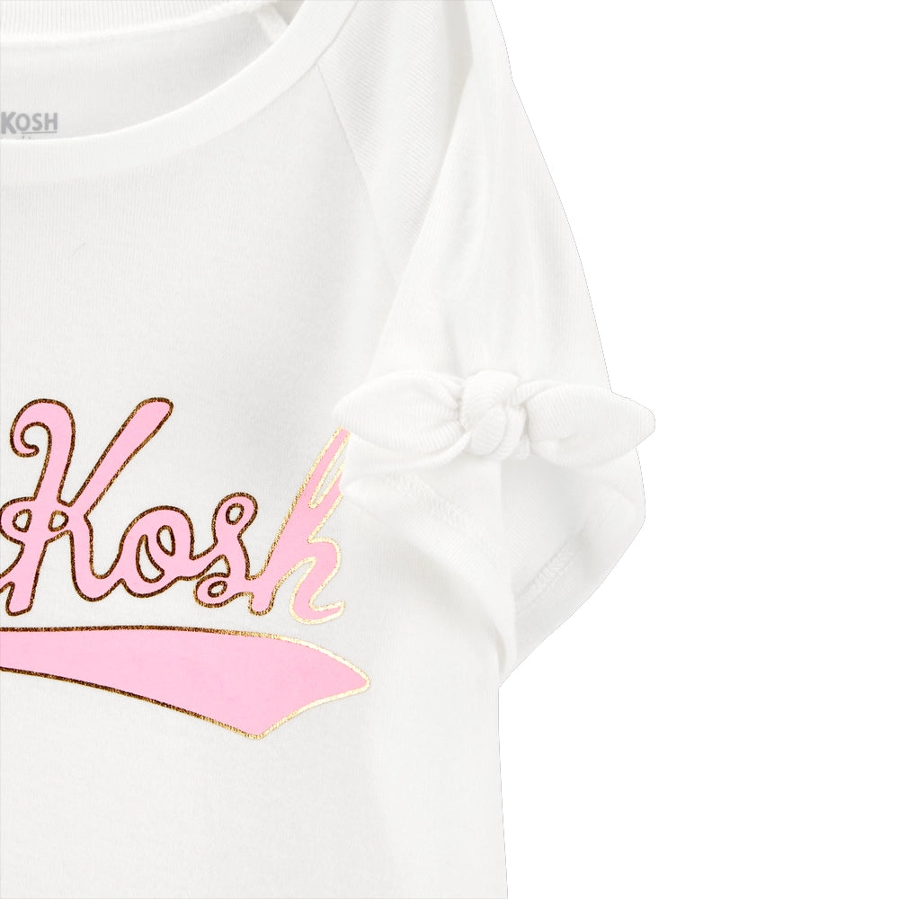 OshKosh Girl's Logo Tie-Sleeve T-shirt - Ivory