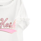 OshKosh Girl's Logo Tie-Sleeve T-shirt - Ivory