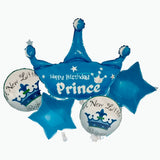 Set of 5 Crown Balloons - Happy Birthady Prince