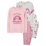 Pyjama 4 Pièces en Coton Carter's - Rose & Gris