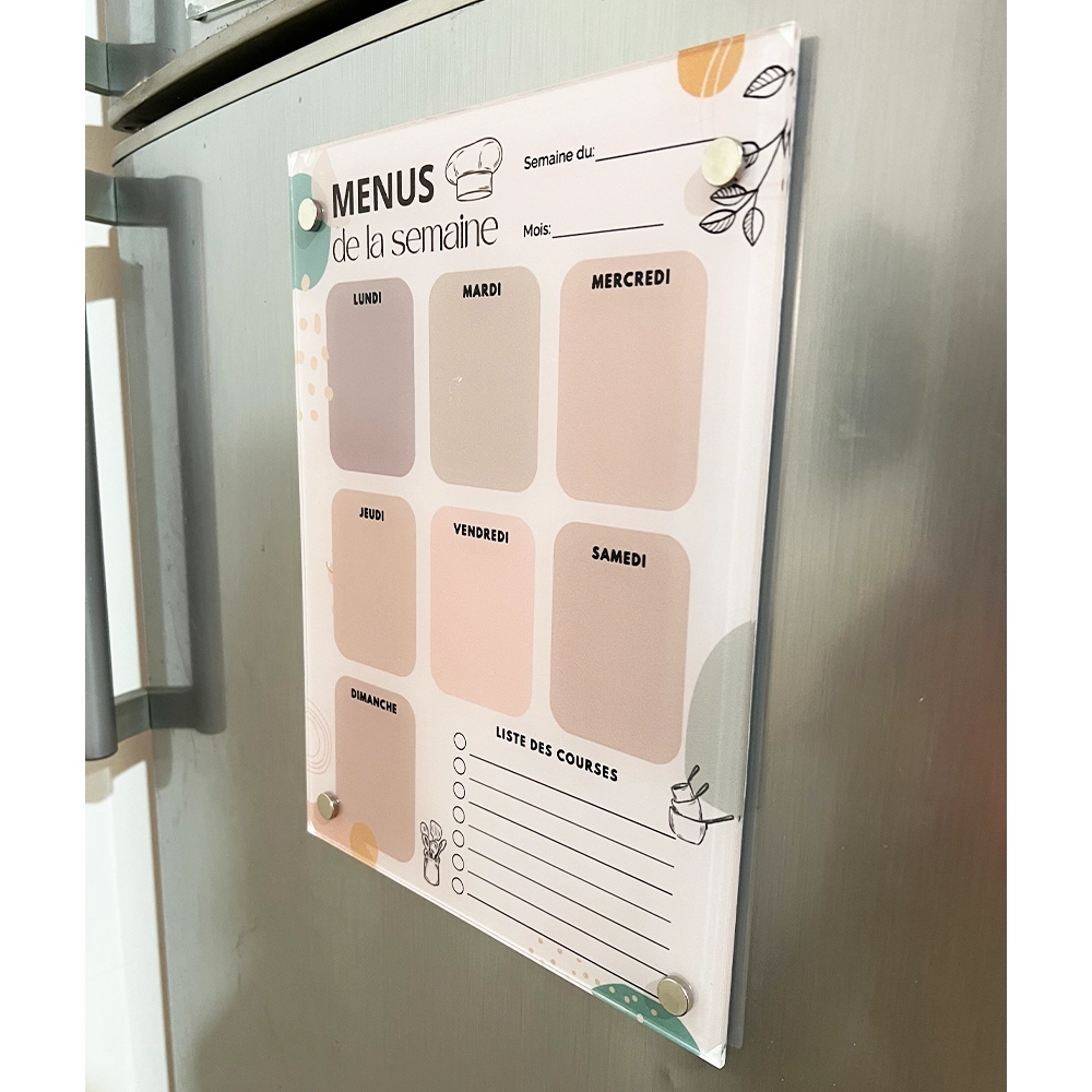 O Rayon Des Kids Planner de Cuisine en Plexiglass ( Menus de la Semaine + Aimants )