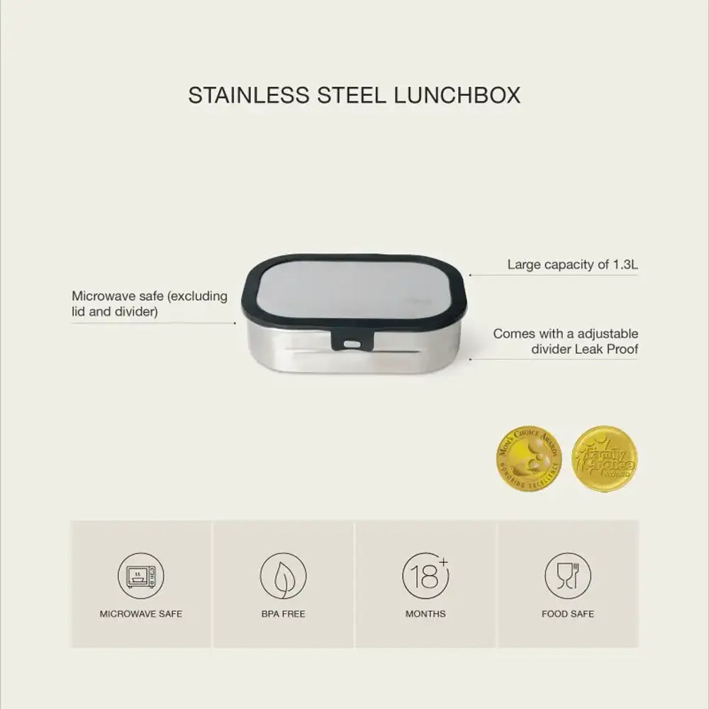 Citron Lunch Box en Acier Inoxydable 2 Compartiments – Noir
