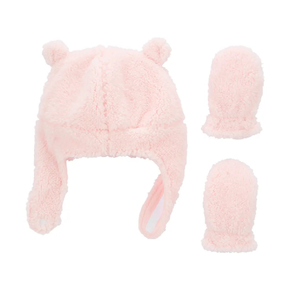 Ensemble Bonnet & Moufles Sherpa Carter's - Rose