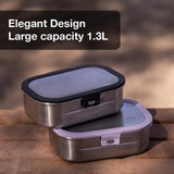 Citron Lunch Box en Acier Inoxydable 2 Compartiments – Noir