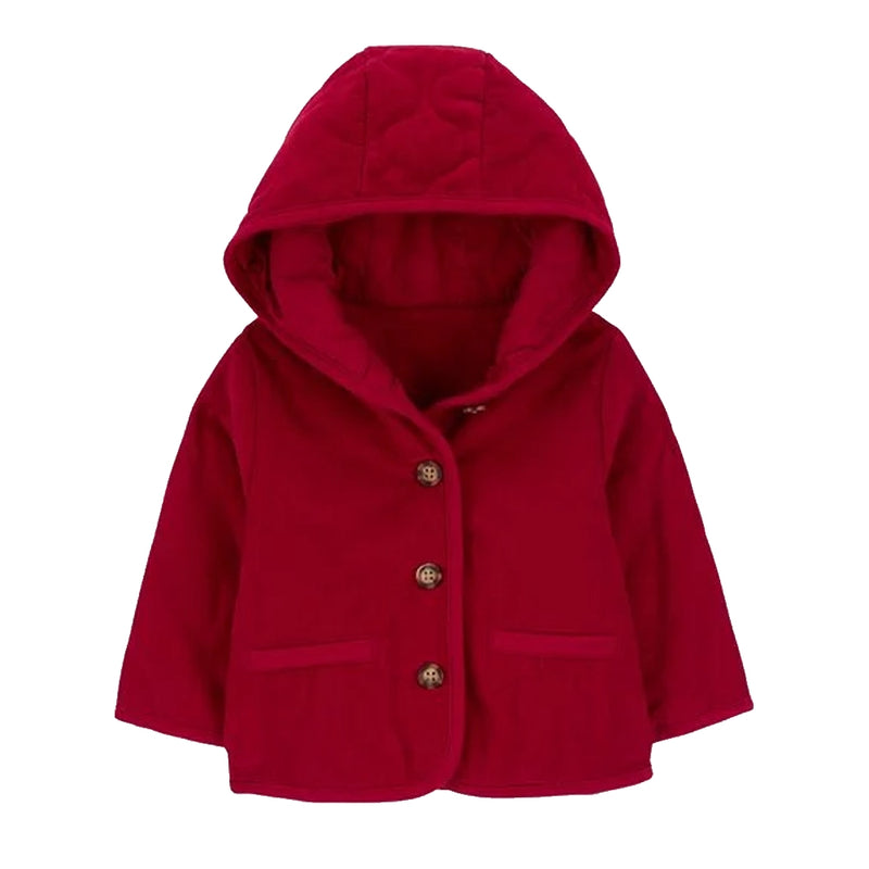 Carter's Corduroy Hooded Quilted Jacket - Red