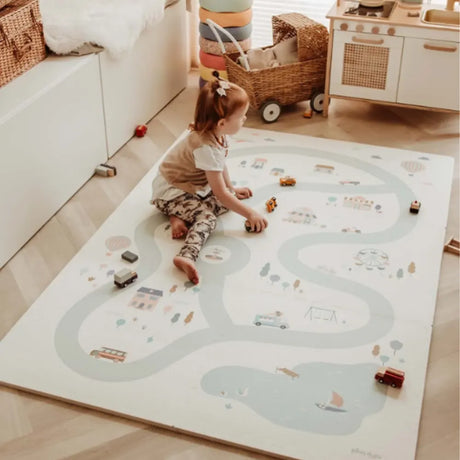 Play&Go Tapis de jeu 3-en-1 Réversible Pastel EEVAA Village/Terrazzo