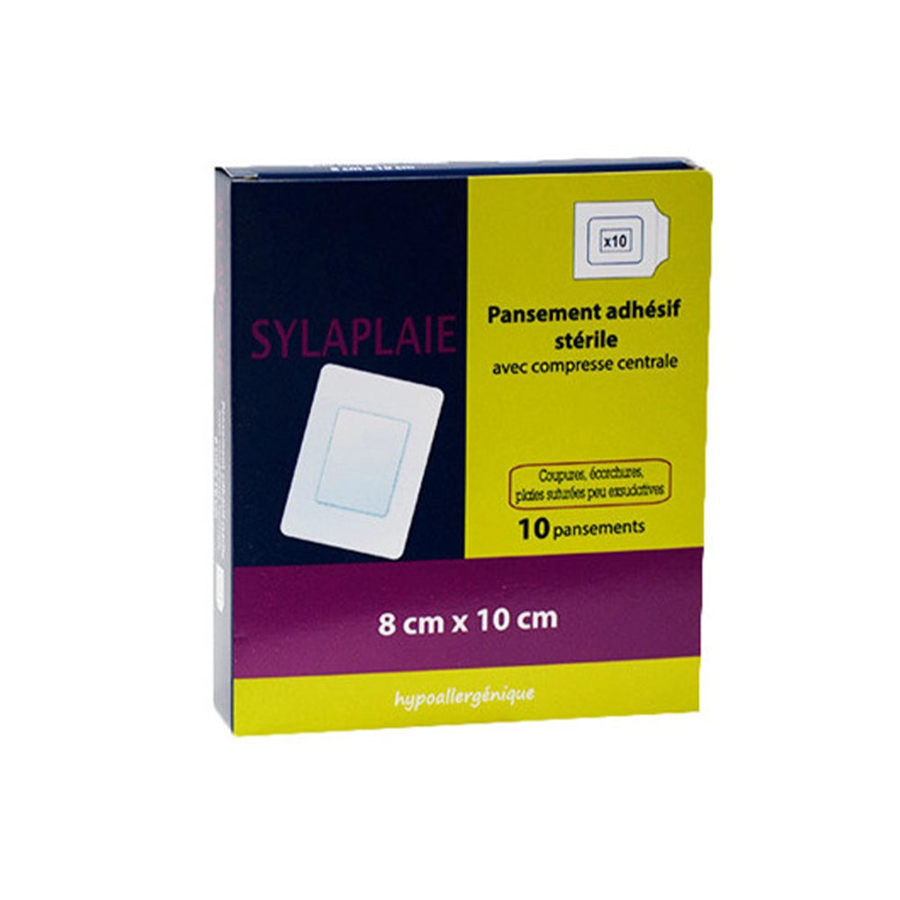 Sylaplaie Pansement Adhésif Stérile 10x8cm Boîte de 10