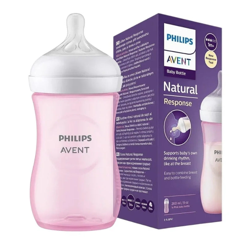 Philips Avent Natural Response Bottle 1m+ 260ml - Pink