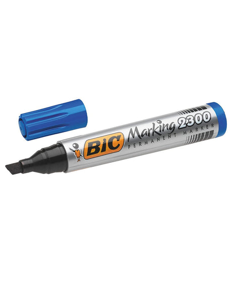 Boite de 12 Marqueurs Permanent 2300 Biseau Bic - Bleu