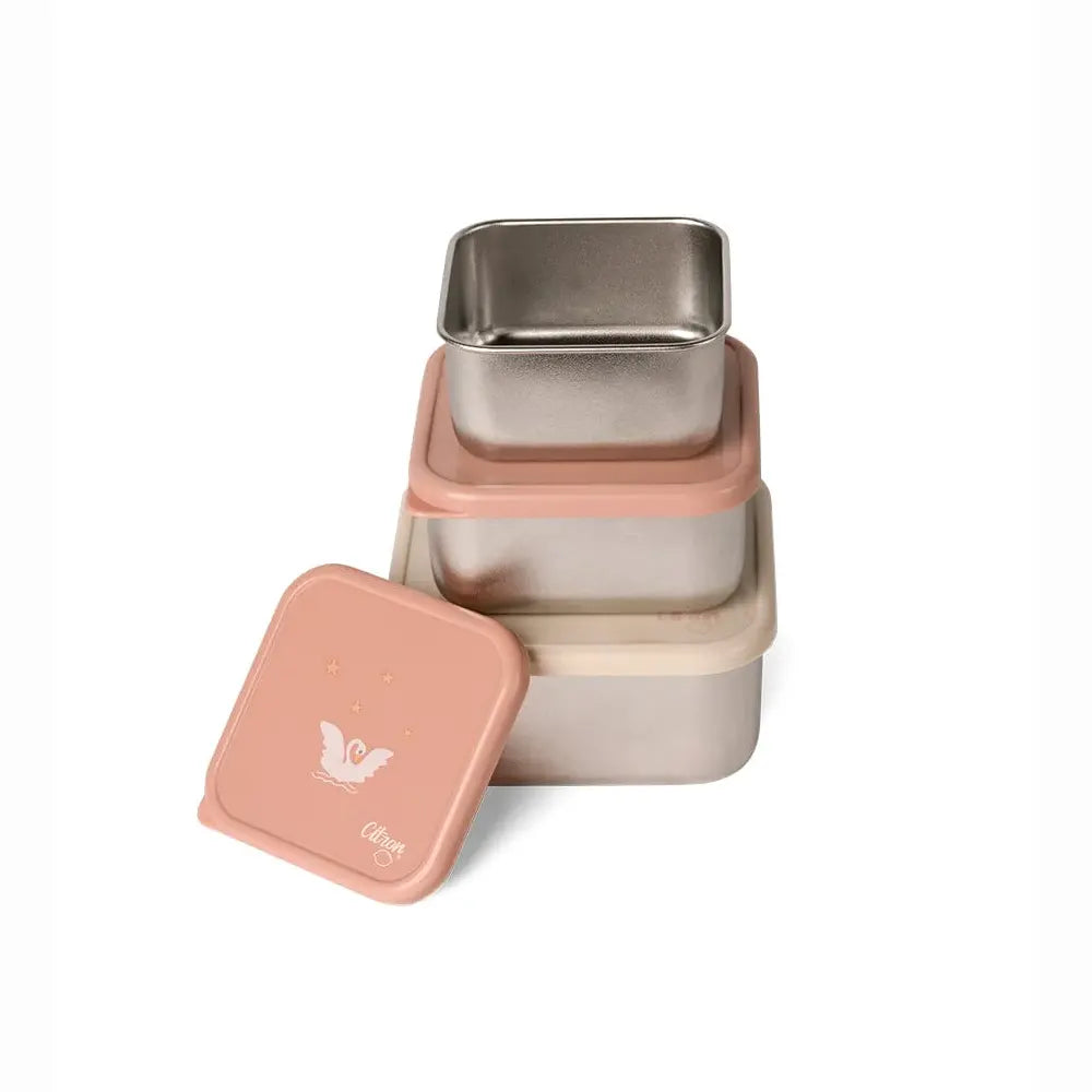 Citron Ensemble de 3 Boîtes à Lunch Empilables en Acier Inoxydable – Ballerina