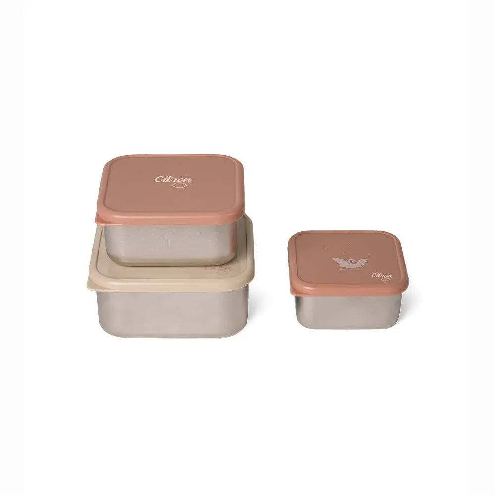 Citron Ensemble de 3 Boîtes à Lunch Empilables en Acier Inoxydable – Ballerina
