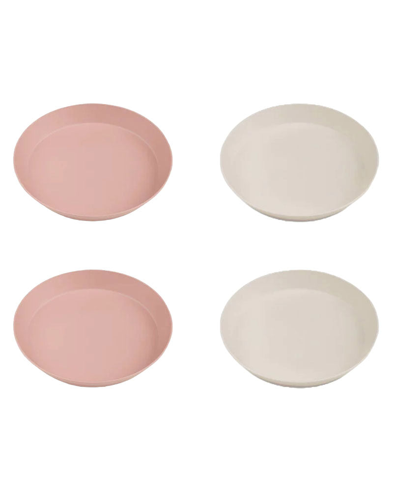 Set de 4 Assiettes Biosourcées Citron - Rose & Crème