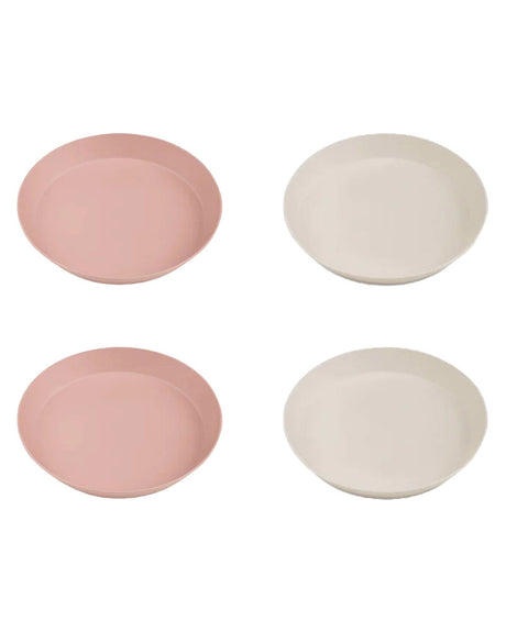 Set de 4 Assiettes Biosourcées Citron - Rose & Crème