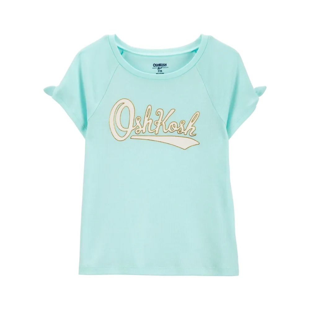 OshKosh Girl's Logo Tie-Sleeve T-shirt - Green