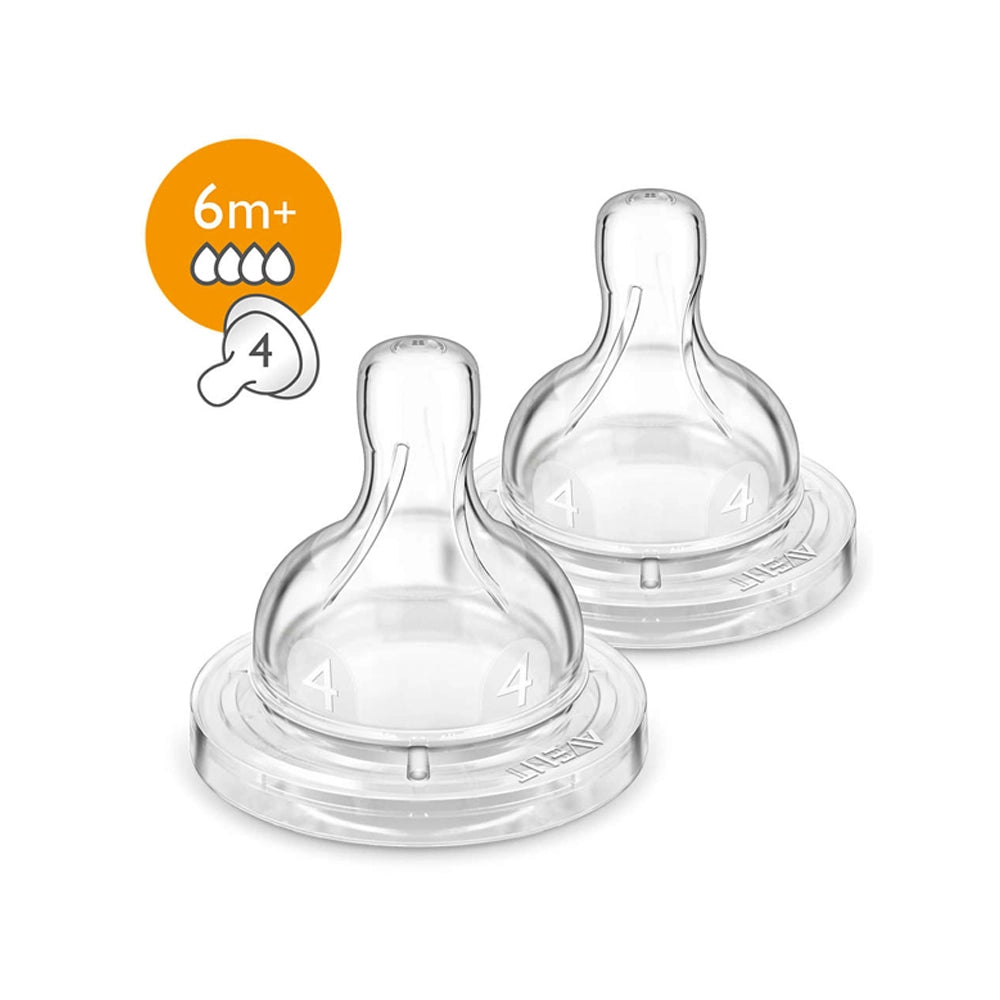 Avent 2 Tétines Classic Anti-Colic Débit Rapide 6M+