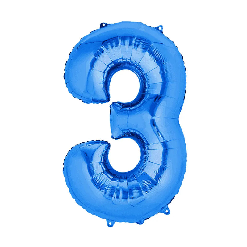 Ballon Chiffre 3 en Aluminium Bleu – 86cm