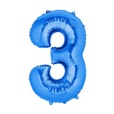 Ballon Chiffre 3 en Aluminium Bleu – 36cm