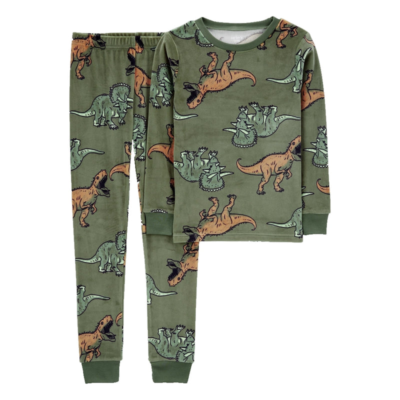 Pijama de terciopelo de felpa de 2 piezas Carter's - Dinosaurio verde