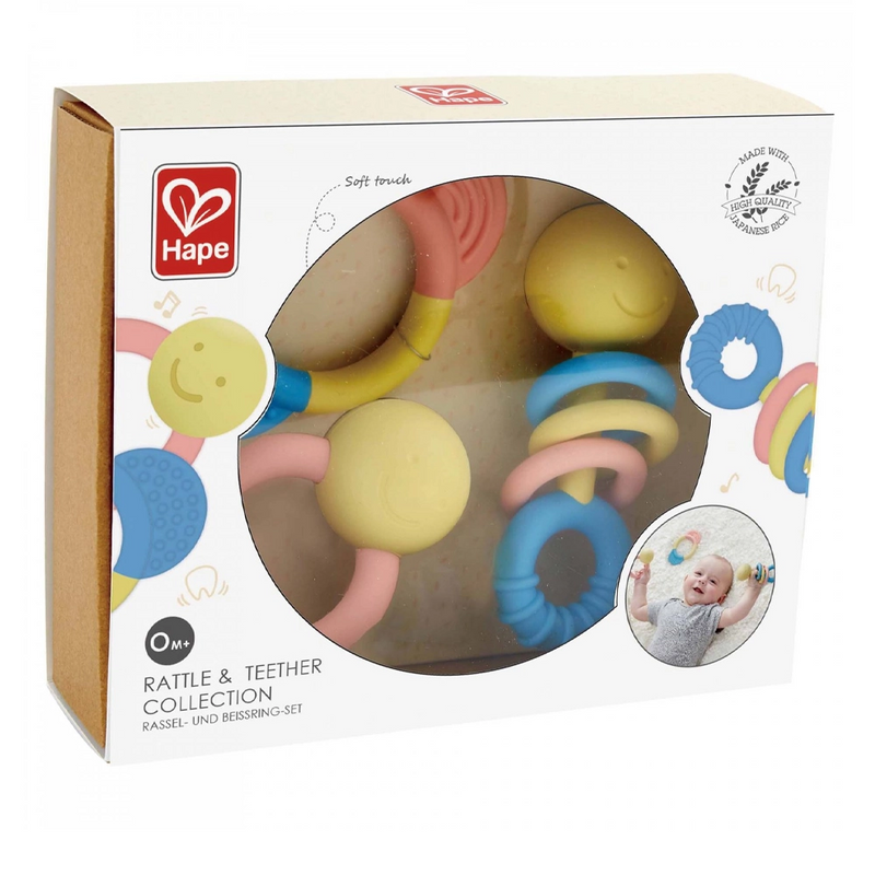 Hape Set of 3 Rattles & Teething Rings 0M+