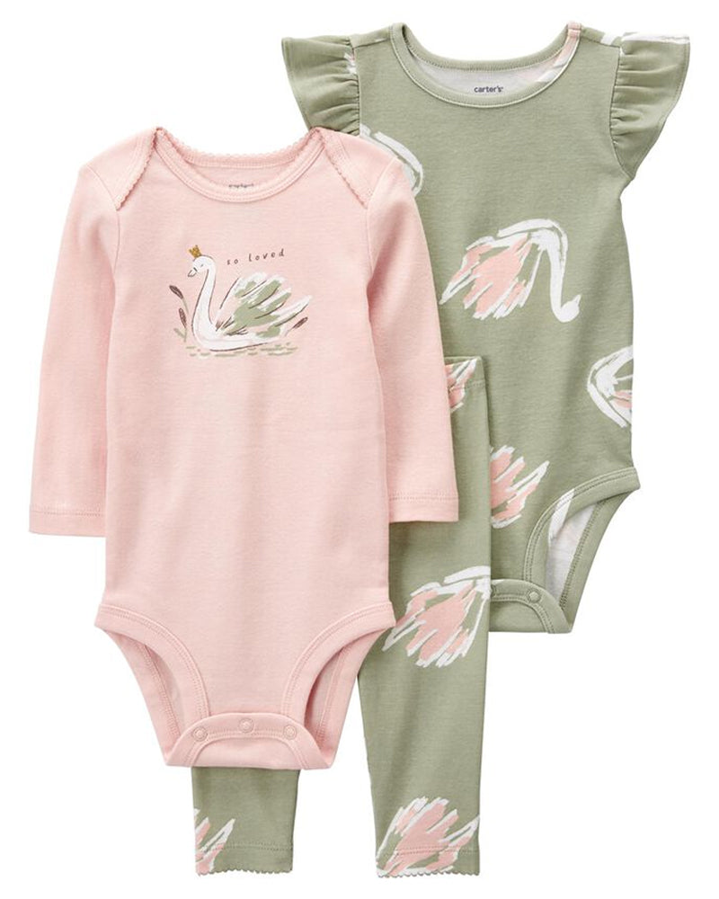 Ensemble de 3 Pièces Bébé Carter's - Rose & Vert