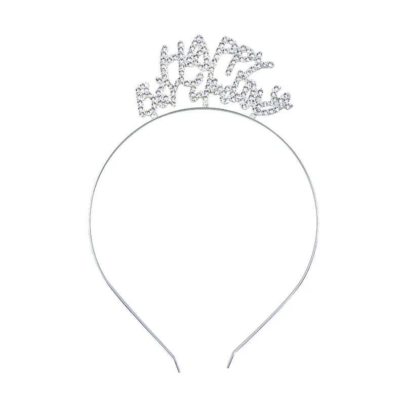 Diadema Happy Birthday Plateada – 1 Pieza